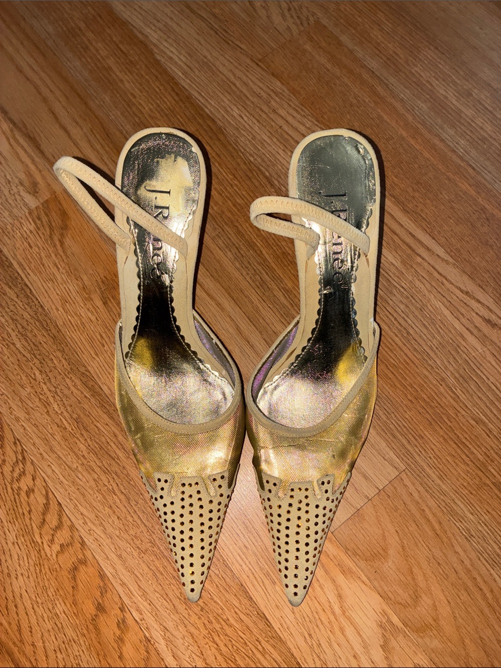 J.Renee the Lisa Gold Pointed-Toe Slingback Mules